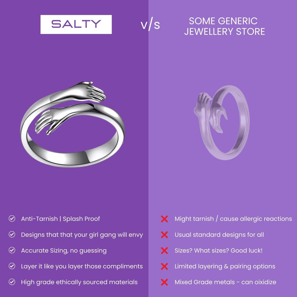 Silver Hug Promise Ring - Adjustable - Anti Tarnish : RS10274