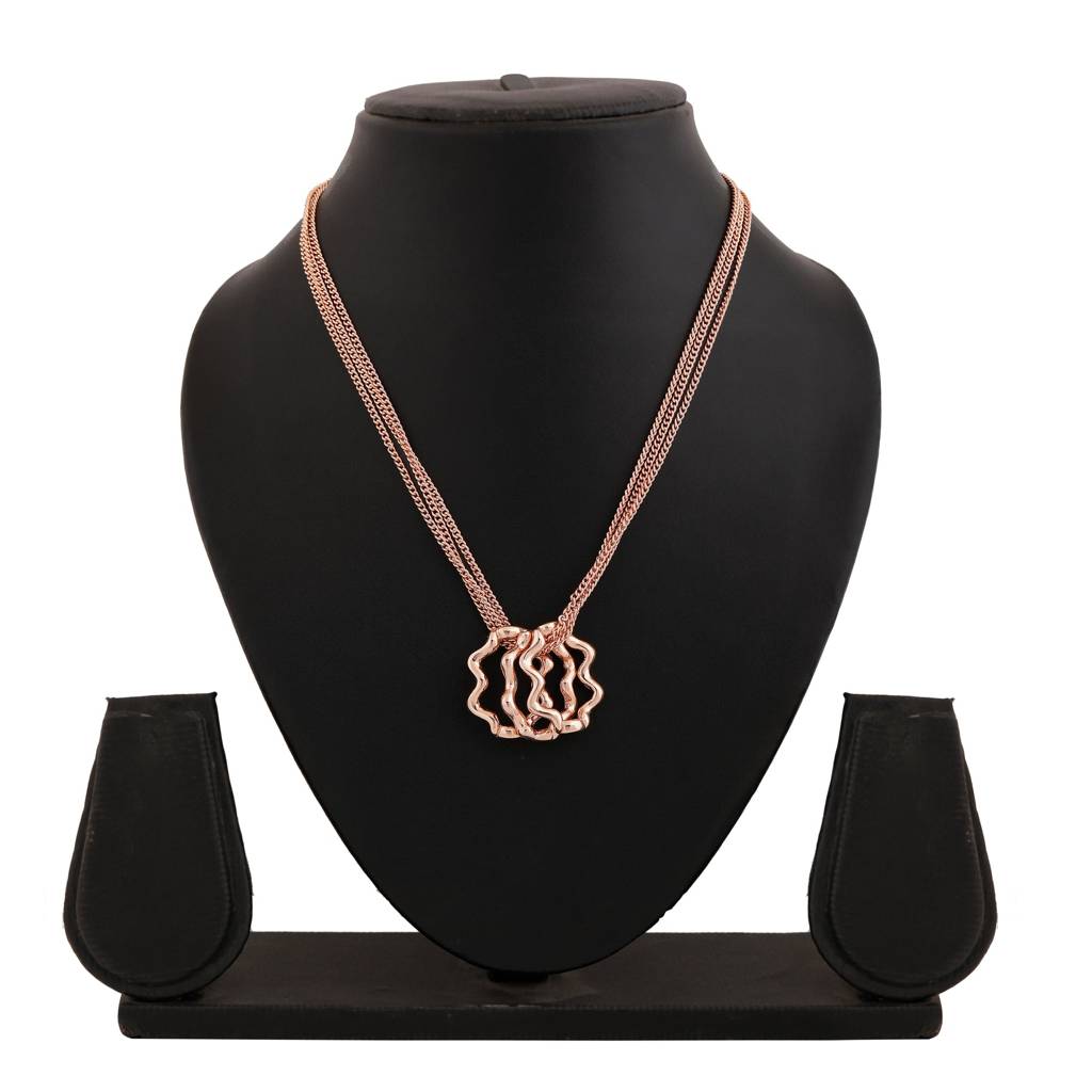 Estele Rosegold Plated Floral Designer Pendant For Women : 411-RGPENDANT