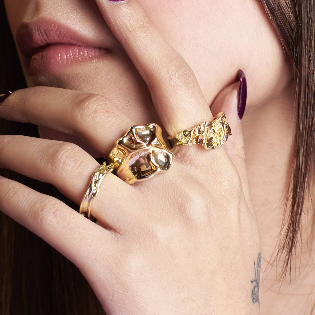 Elegance Gold Chunky Design Ring : RC34132-G