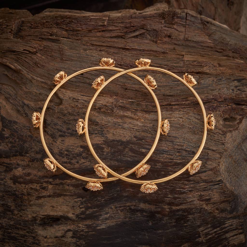 Kushal'S Fashion Jewellery White Gold-Plated Party Zircon Bangle-182789 : 436394