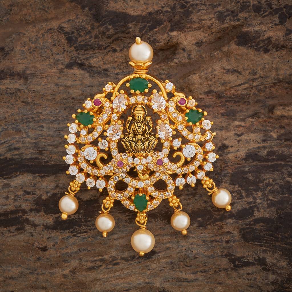 Kushal'S Fashion Jewellery Oxidised Gold-Plated Ethnic 92.5 Pure Silver Temple Pendants-179589 : 429642