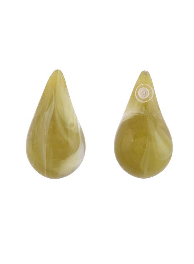 Resin Olive Green Teardrop Stud Earrings : 8905124526226