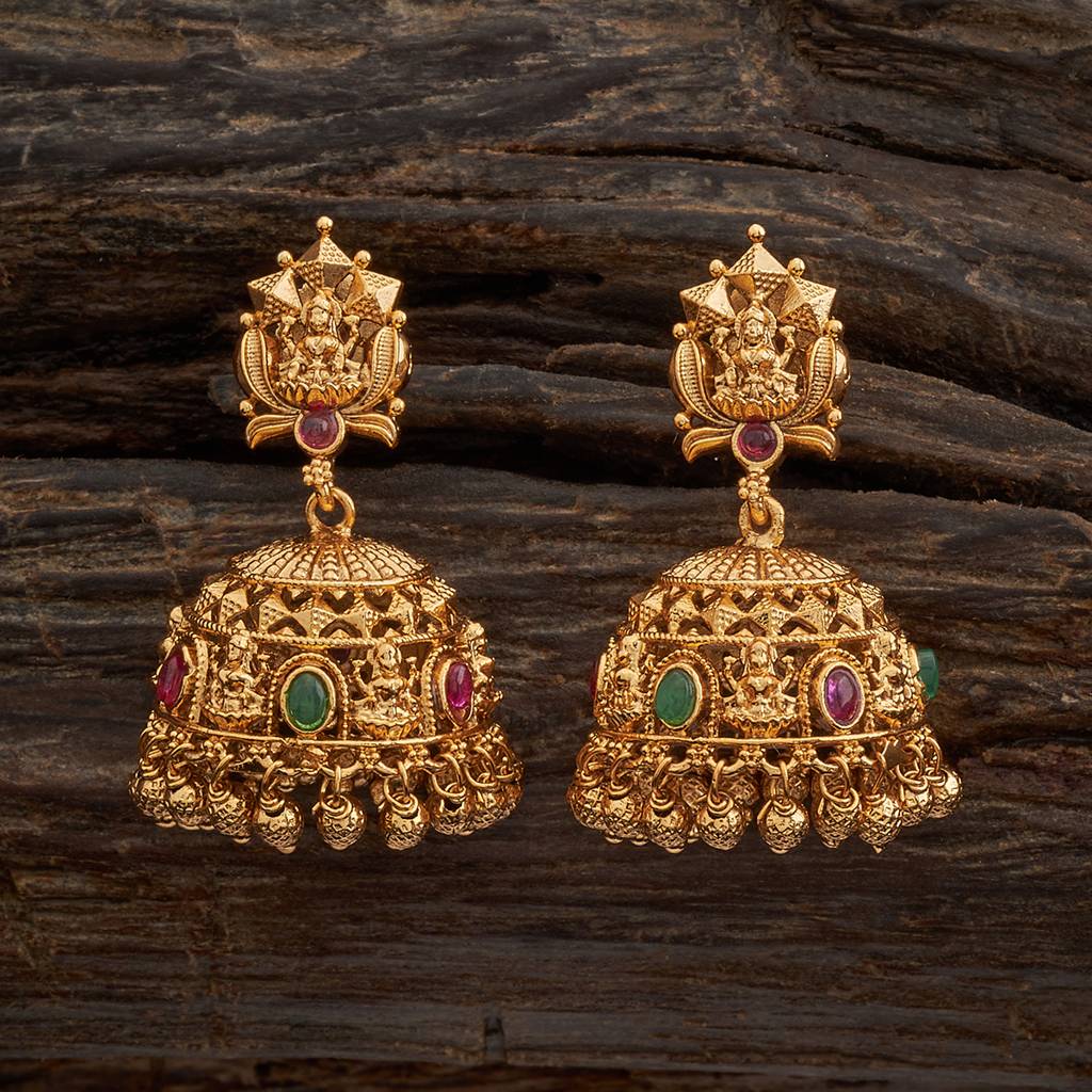 Kushal'S Fashion Jewellery Gold-Plated Ethnic Antique Jhumkas-157635 : 396269