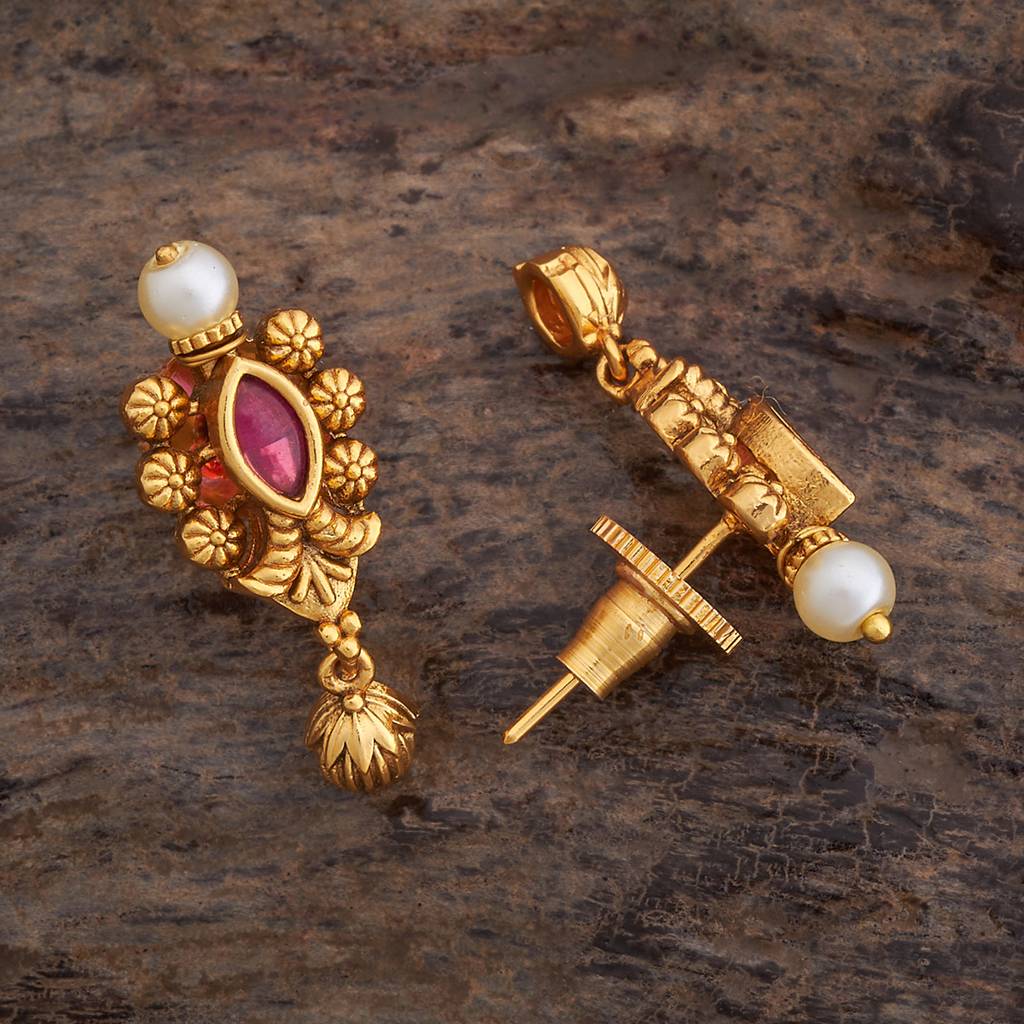 Kushal'S Fashion Jewellery Ruby Gold Plated Ethnic Antique Studs-177021 : 424328