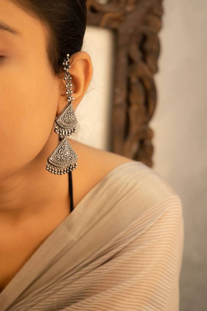 Mizoya Triangle Layered Kaanchain Earring : SE165-1-1