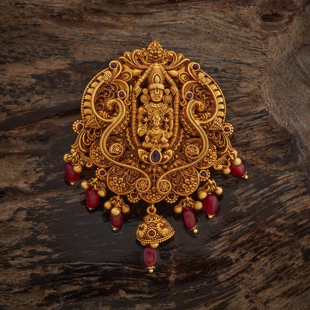 Kushal'S Fashion Jewellery Ruby Gold-Plated Ethnic Antique Hair Brooch -182515 : 435906