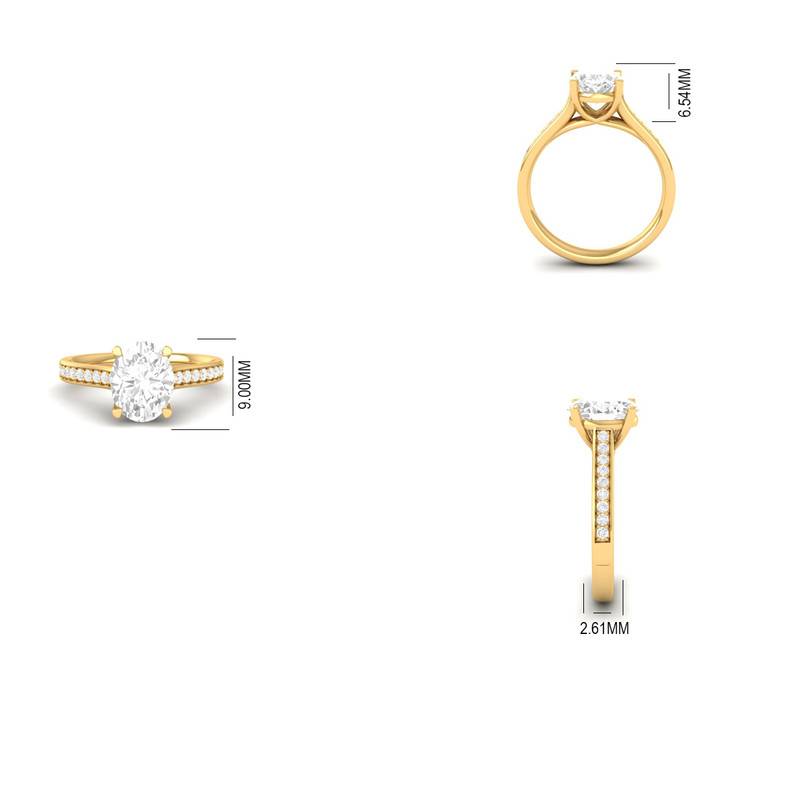 Oval Moissanite Solitaire Engagement Ring Band 14K Gold Plated : TGDR-621-R-6