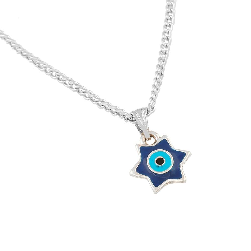 Estele Rhodium Plated Elegant Star Designer Evil Eye Charm Pendant With Chain For Girls/Women : 1015-IR-NBTQPENDANT