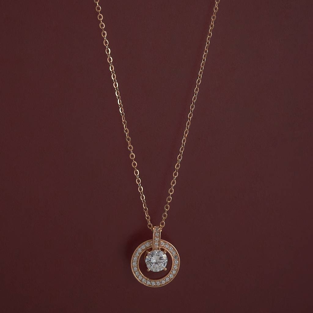 Kushal'S Fashion Jewellery White Rose Gold-Plated Zircon Party 92.5 Sterling Silver Pendant-183210 : 437531