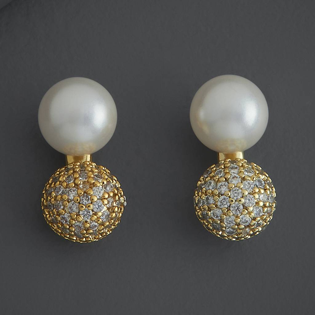 Kushal'S Fashion Jewellery Pearl Gold-Plated Party Zircon Studs Earring-186200 : 444067