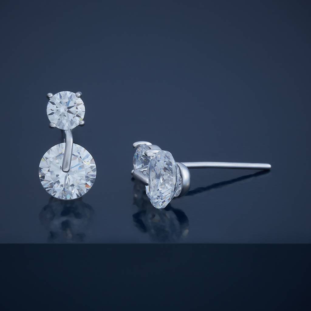 Kushal'S Fashion Jewellery White Rhodium-Plated Party 92.5 Pure Silver Studs-432190 : 432190