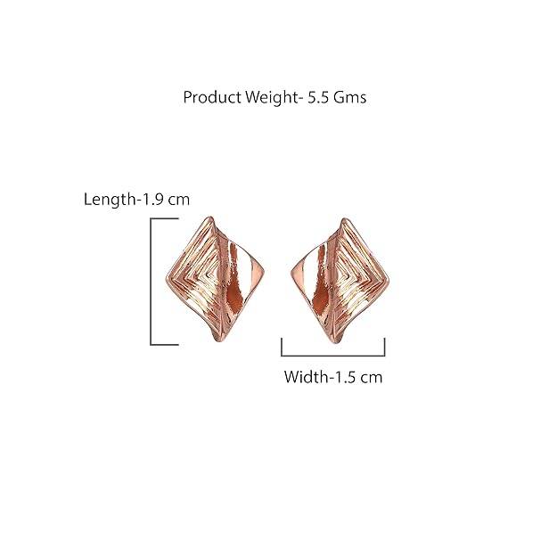 Rosegold Plated Stylish Triangular Design Lightweight Mini Stud Earrings For Girls : 278702-RGER