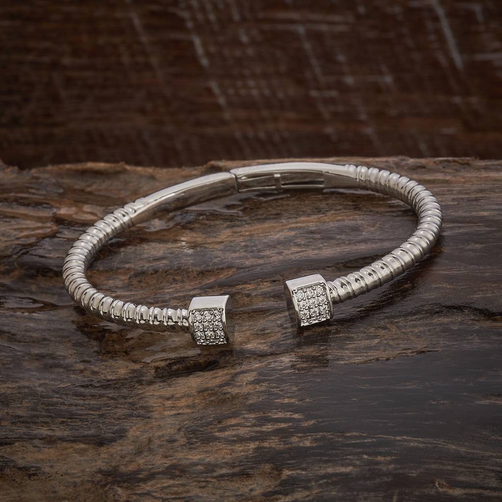 Kushal'S Fashion Jewellery White Gold-Plated Party Zircon Kada-187023 : 445707
