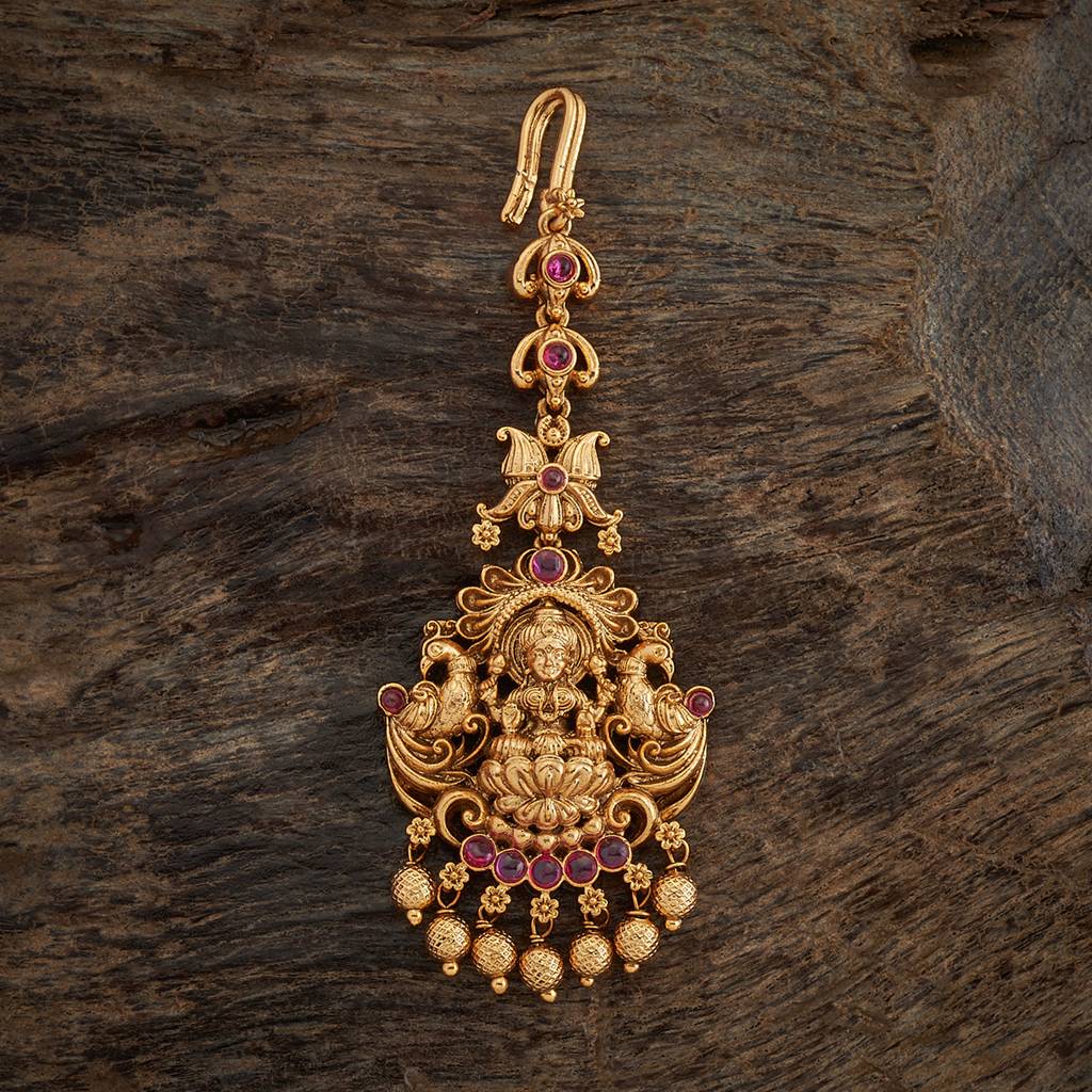 Kushal'S Fashion Jewellery Ruby Gold-Plated Ethnic Antique Tikka -412012 : 412012