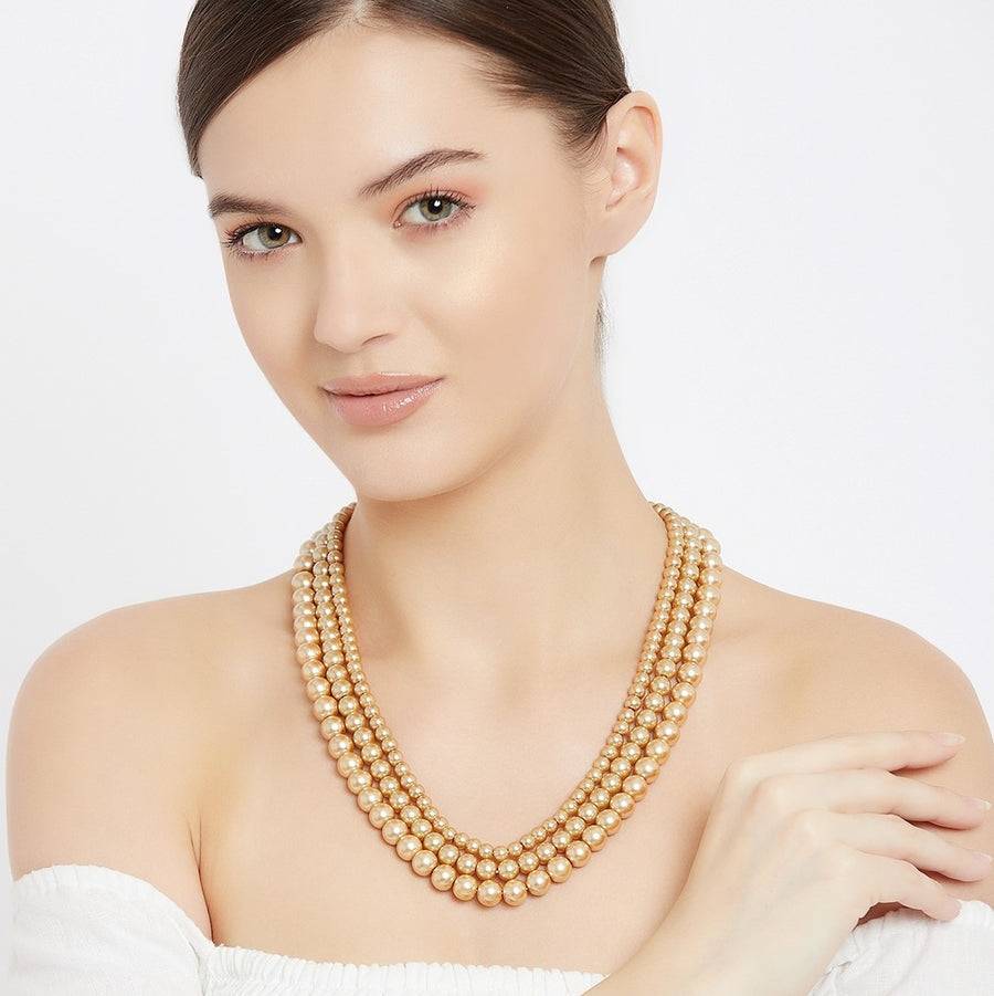 Estele Gold Plated Pearls Vintage Necklace For Women : 9991-IG-NKNK