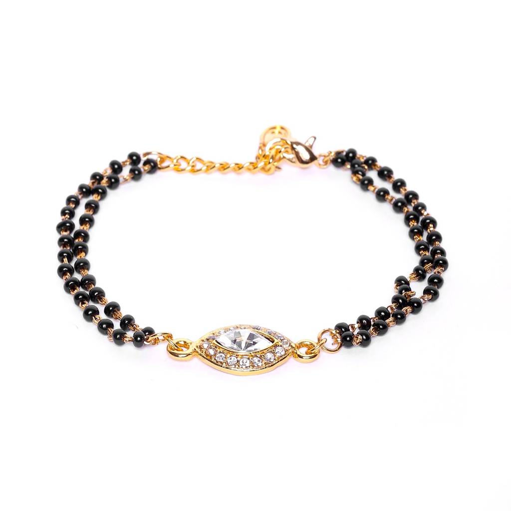 Estele Gold Plated Radiance Evil Eye Shaped Mangalsutra Bracelet For Women : 101938BR