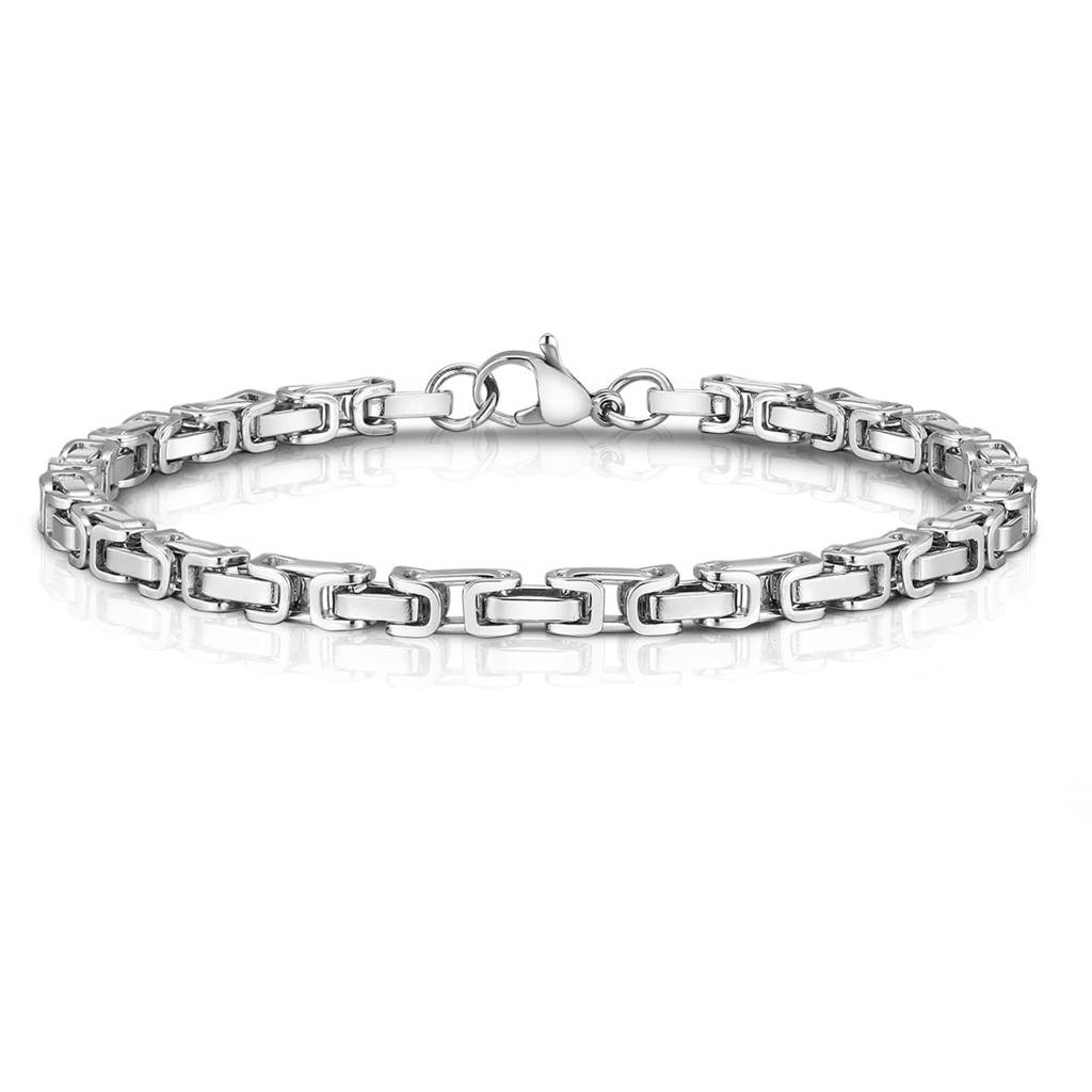 Stainless Steel Silver Plated Openable Fancy Bracelet Stylish Fashion Jewellery Gift For Men Boys : PX8B108S