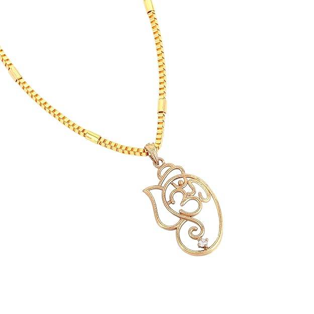 Gehena By Estele Fashion Jewelry Sacred Om Symbol Pendant For Men'S: Gold Plated Divine Peace And Harmon : OSAK026-IGWEPENDANT