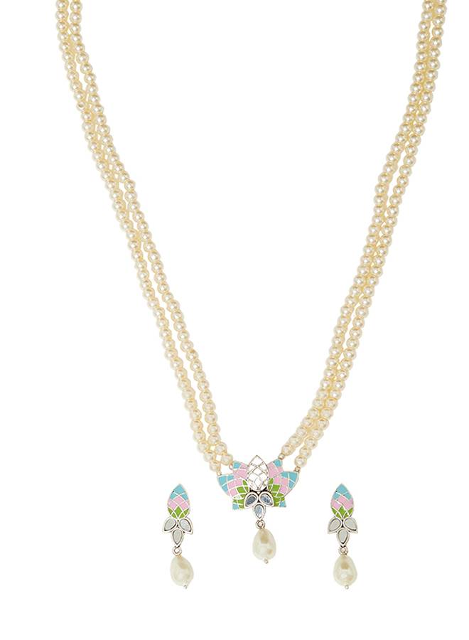 Victorian Style Teardrop Pearls Festive Hues Jewellery Set : 8905124458831