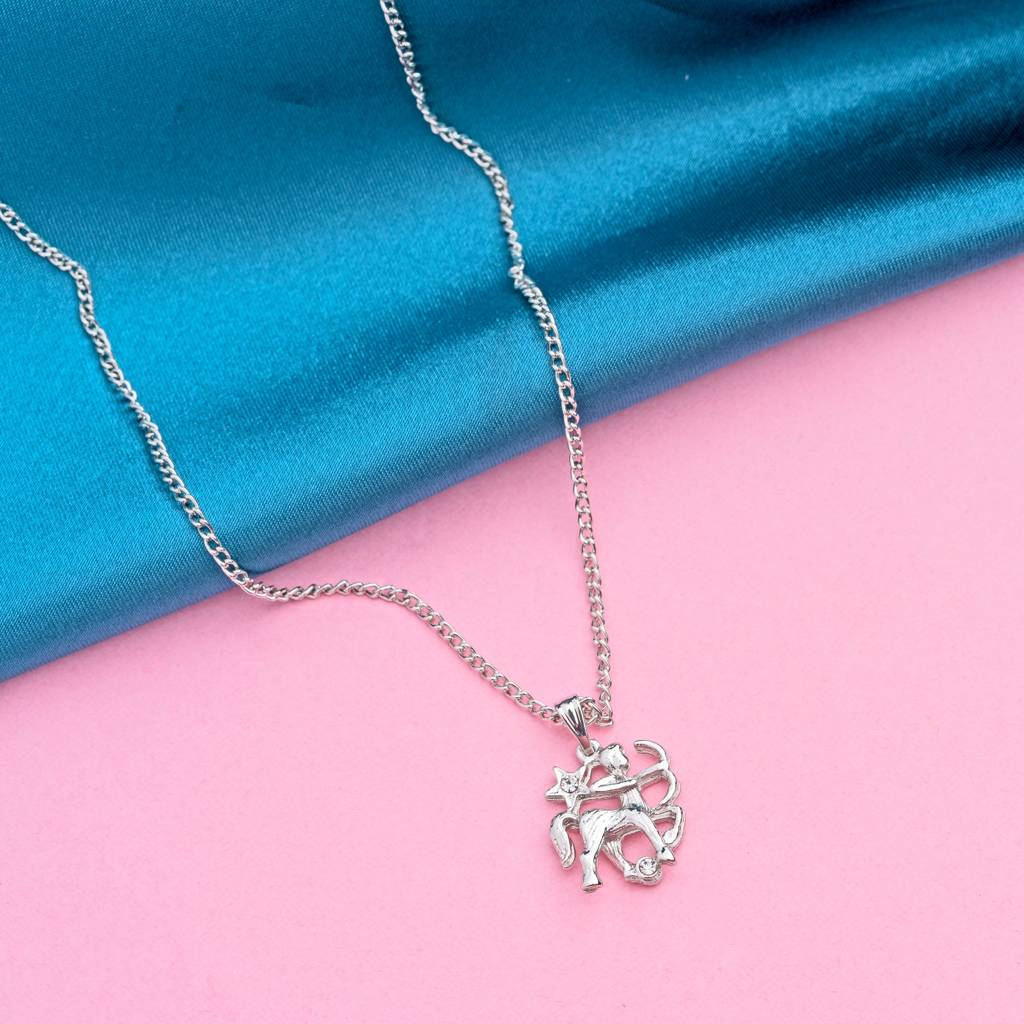 Estele Rhodium Plated Sagittarius Zodiac Sign Designer Pendant With Crystal For Women : 818-NKNK