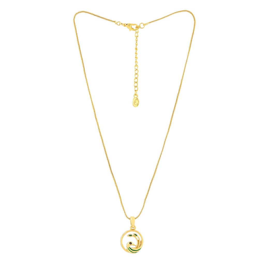 Estele Gold Plated Encircled Peacock Designer Pendant For Women : 900PENDANT