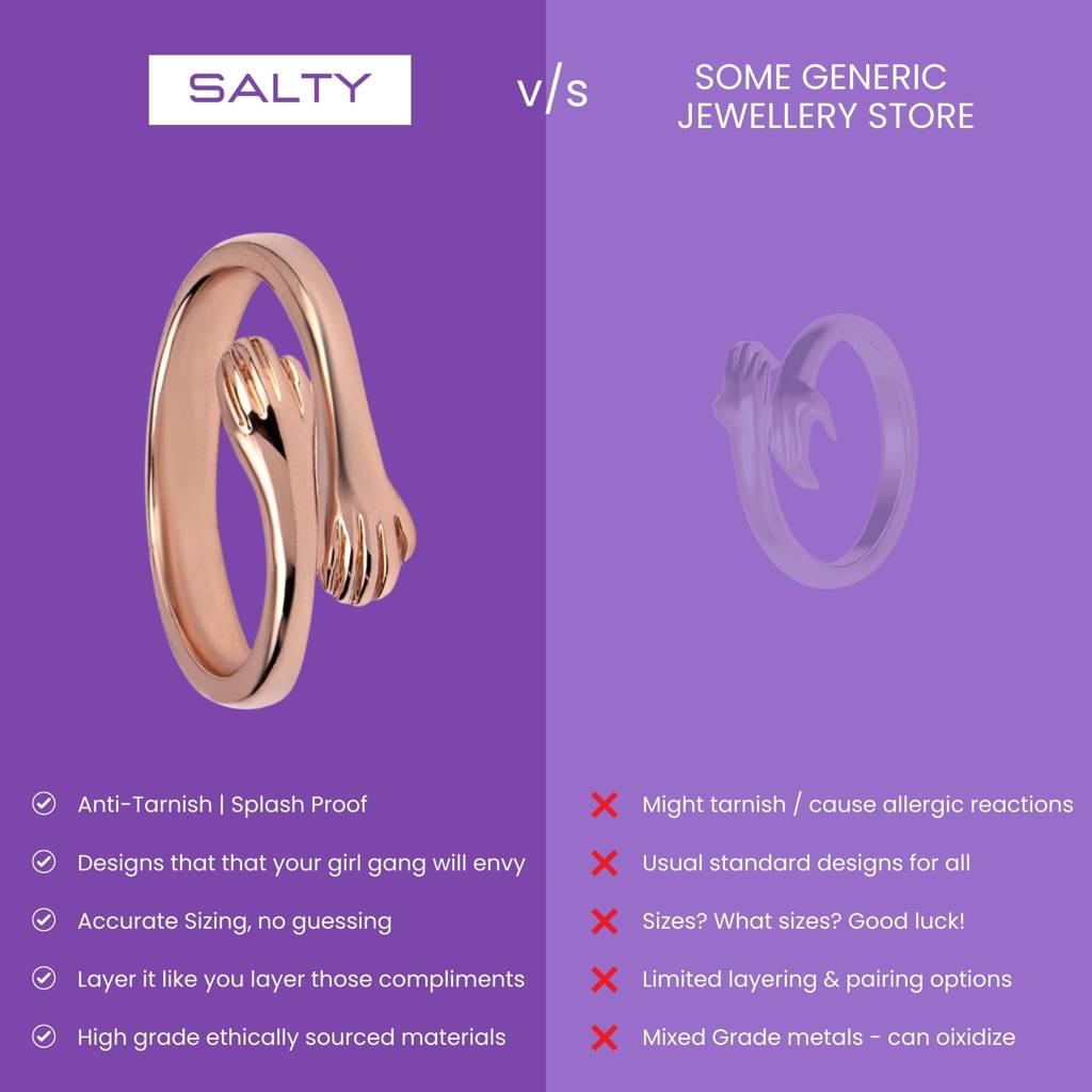 Rose Gold Hug Promise Ring - Adjustable - Anti Tarnish : RS10274A