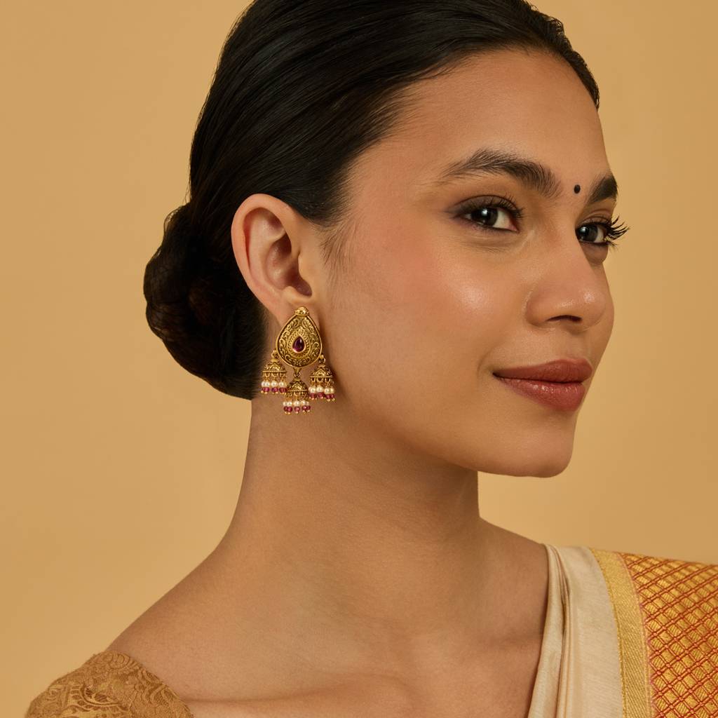 Kushal'S Fashion Jewellery Dome Shaped Jhumkas Earrings-181621 : 434079