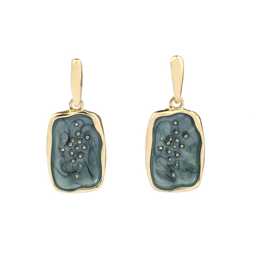 Ritzy Black Luxury Gold Earring : ES13406-G-BLU