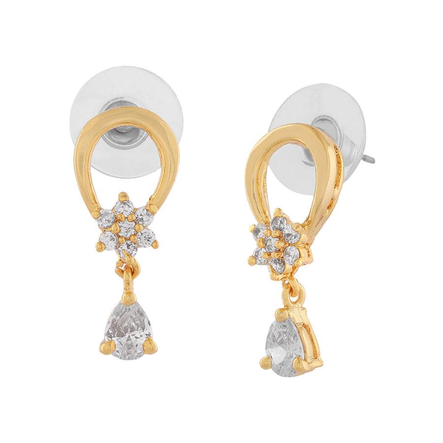 Estele Gold Plated Cz Loop Designer Earrings For Women : AD-034705ER