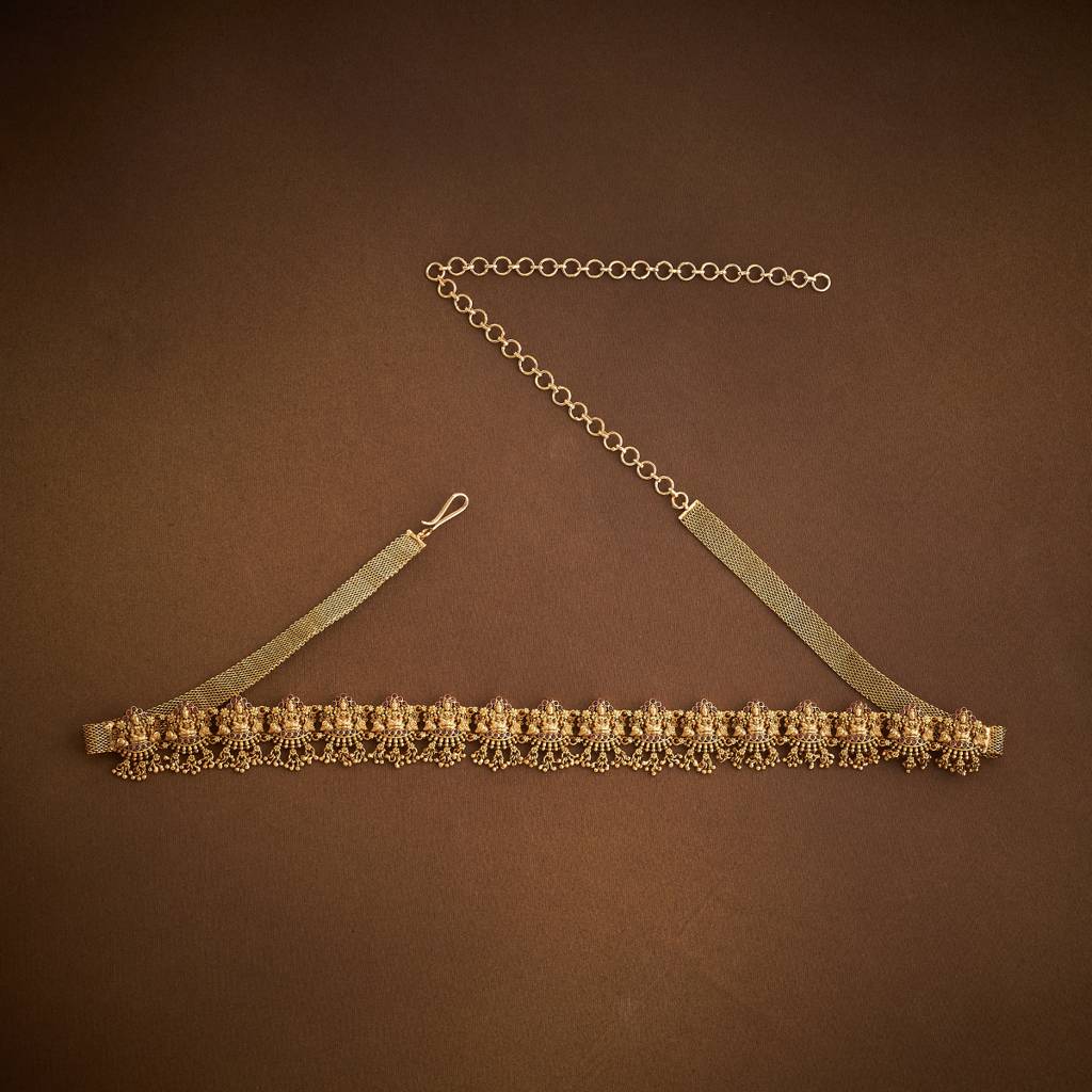 Ruby Gold-Plated Ethnic Antique Belt -430207 Adjustable Copper Ruby