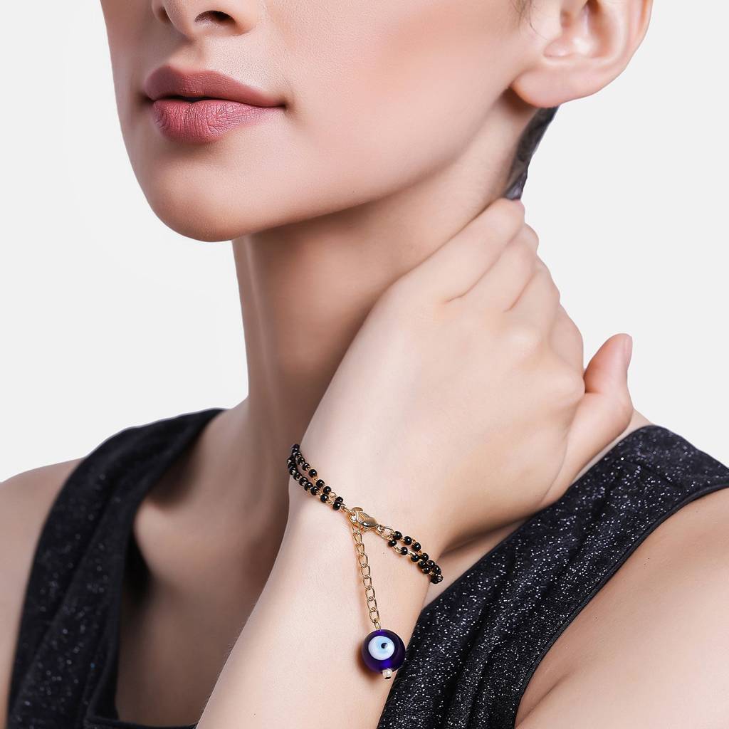 Estele Gold Plated Ravishing Bead Mangalsutra Bracelet For Women : 101929BR