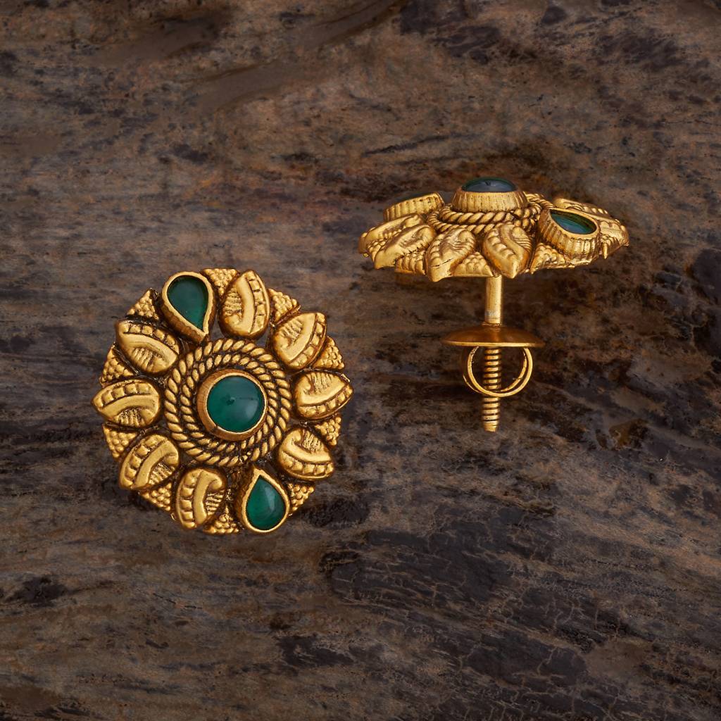 Kushal'S Fashion Jewellery Oxidised Gold-Plated Ethnic 92.5 Pure Silver Temple Studs-177440 : 425374