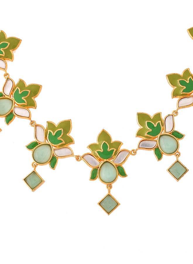 Forever More Green Lotus Necklace Set : 8905124498523
