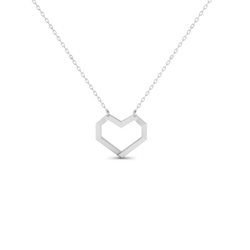 Geometric Heart Necklace 14K Gold Plated : TGDP-293-Y