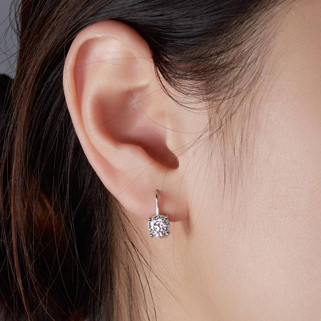 Silver Plated Cubic Zirconia Studded Hoop Earrings Lever Back Fashion Jewellery : PX8E178