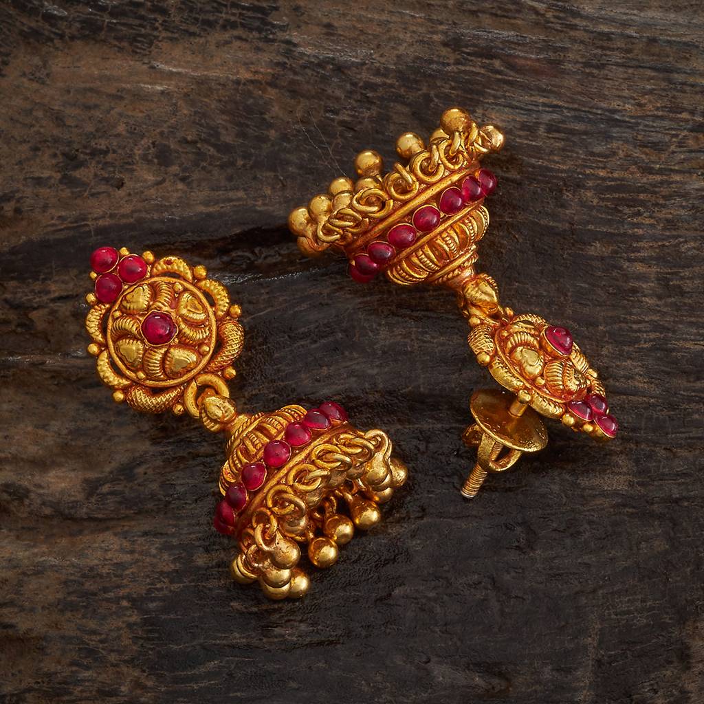 Kushal'S Fashion Jewellery Gold-Plated Ethnic 92.5 Pure Silver Temple Jhumkas-174135 : 417965