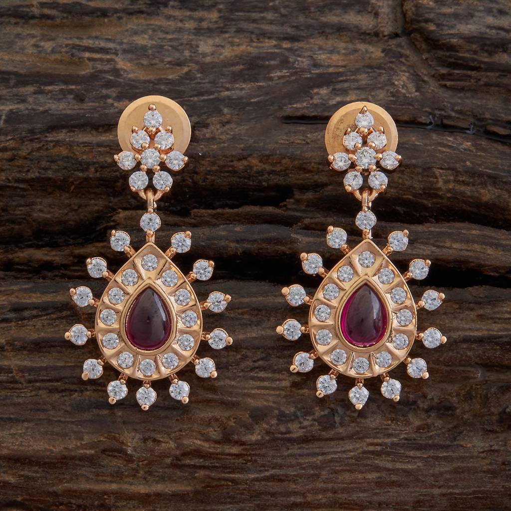 Kushal'S Fashion Jewellery Ruby Gold-Plated Party Zircon Drop Earrings-173953 : 417552