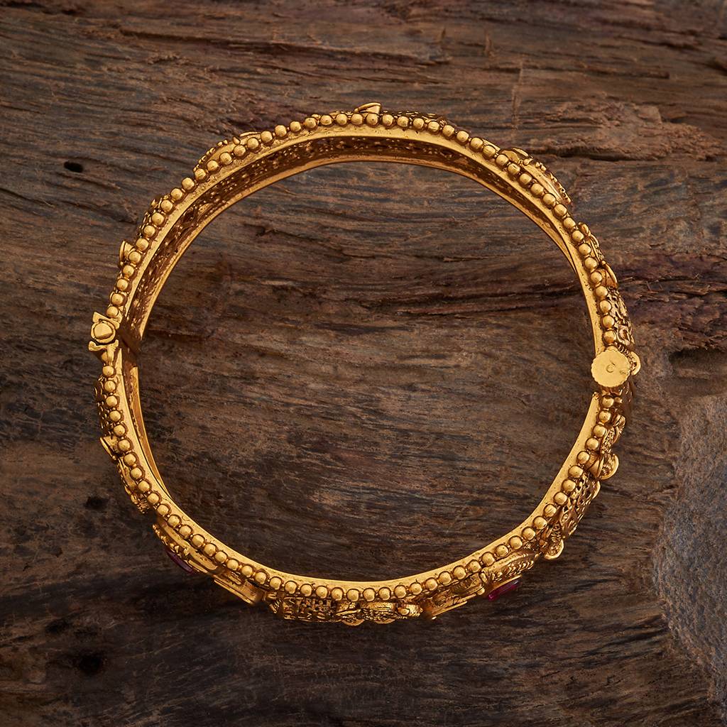 Kushal'S Fashion Jewellery Ruby Gold-Plated Ethnic Antique Bangle-170419 : 410284