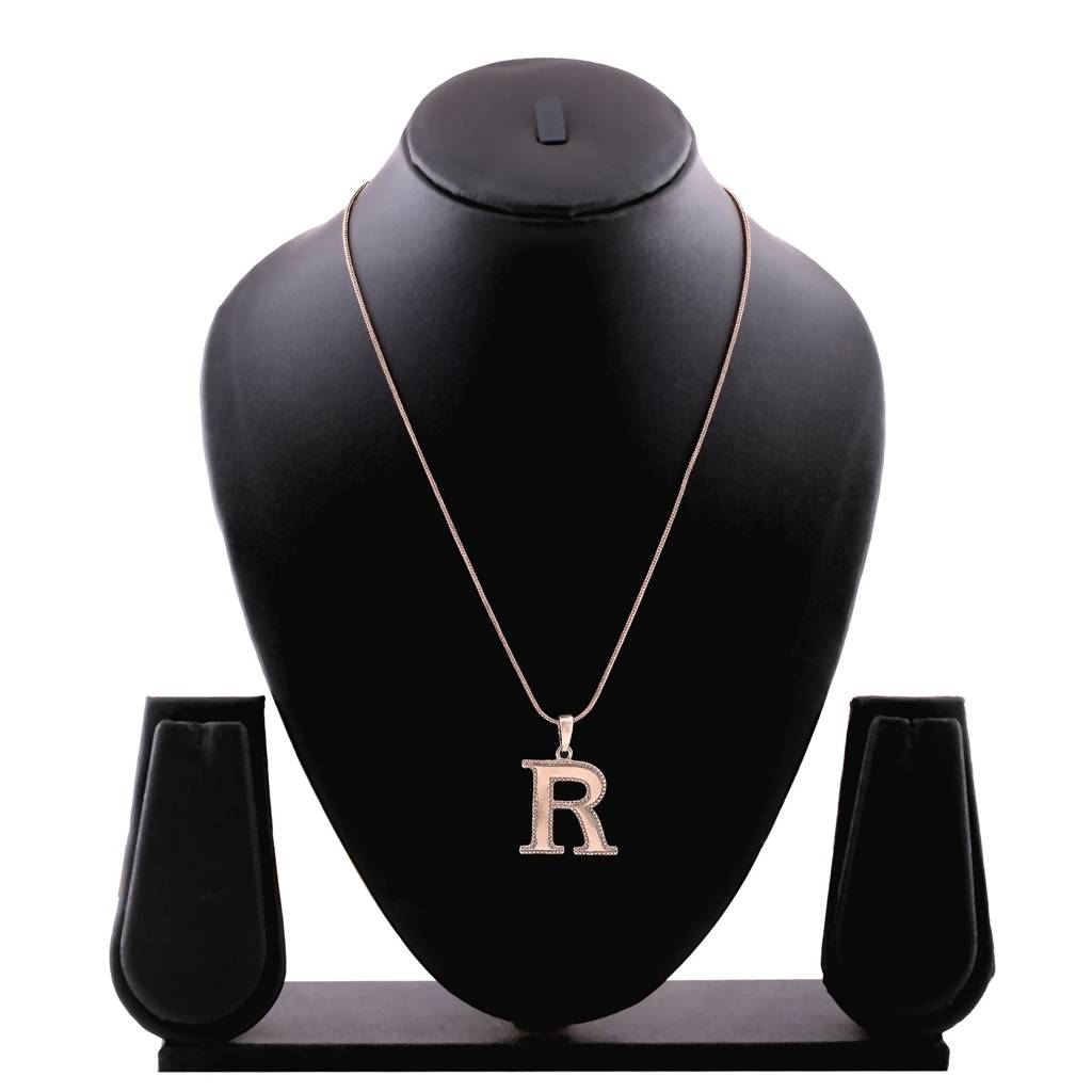 Estele Rosegold Plated R Letter Charm Pendant For Women : 1009-RPENDANT