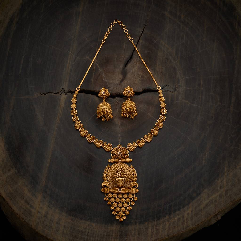 Kushal'S Fashion Jewellery Ruby Gold-Plated Ethnic Antique Jewellery Set-177014 : 424321
