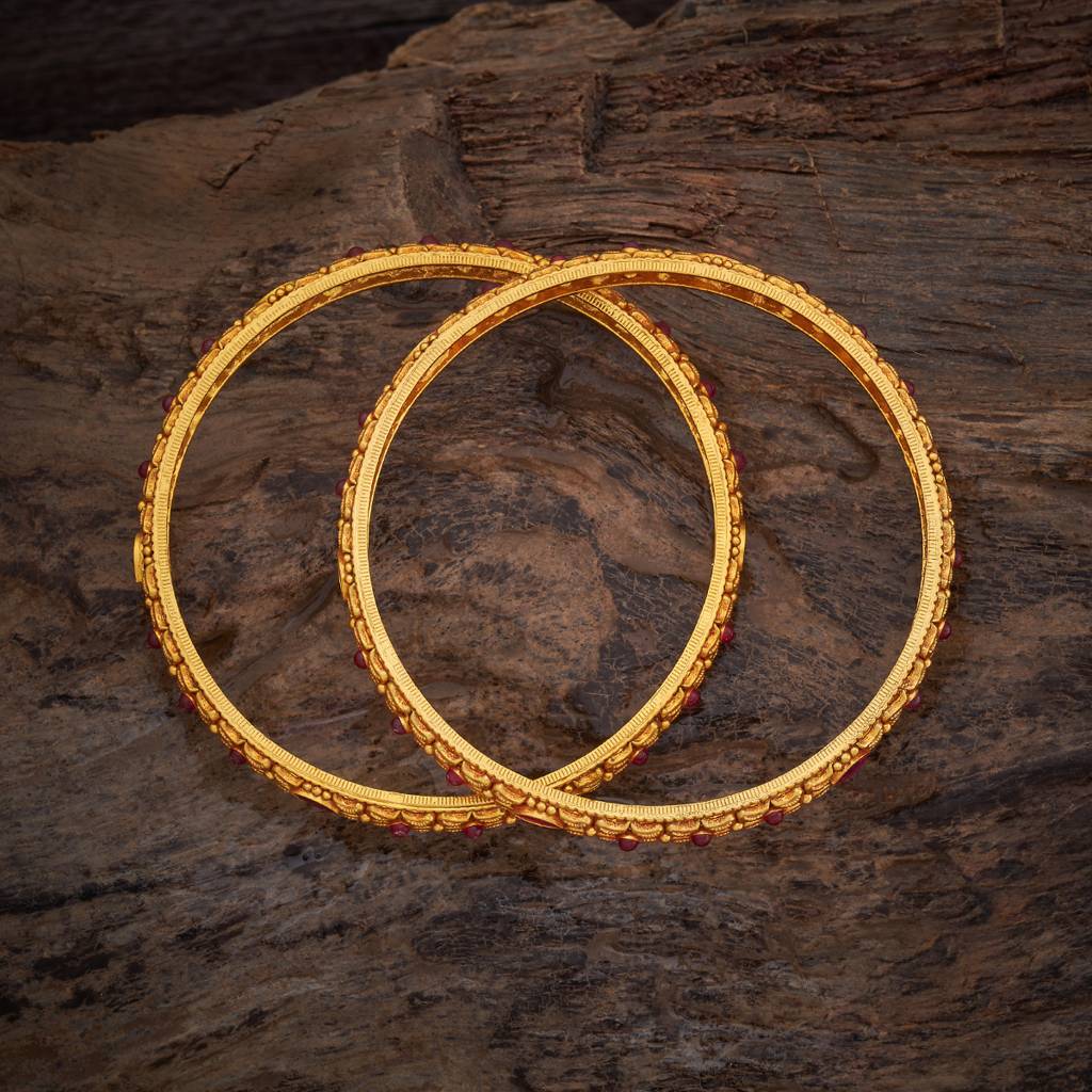 Kushal'S Fashion Jewellery Gold-Plated Ethnic 92.5 Pure Silver Temple Bangles-177416 : 425469