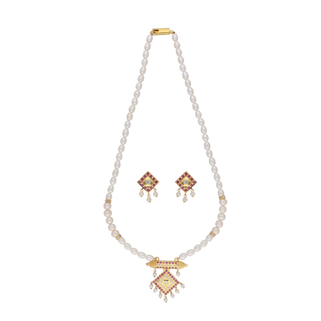 Yochana 1 Line Round Pearl Necklaces : JPFEB-22-222