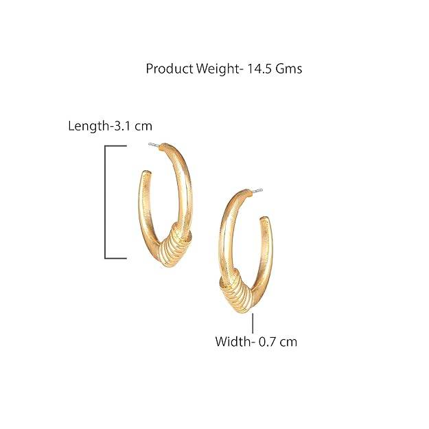 Gold Plated Timeless Luxurious Contemporary Half Hoop Earrings For Girls : 206702-2NIGER