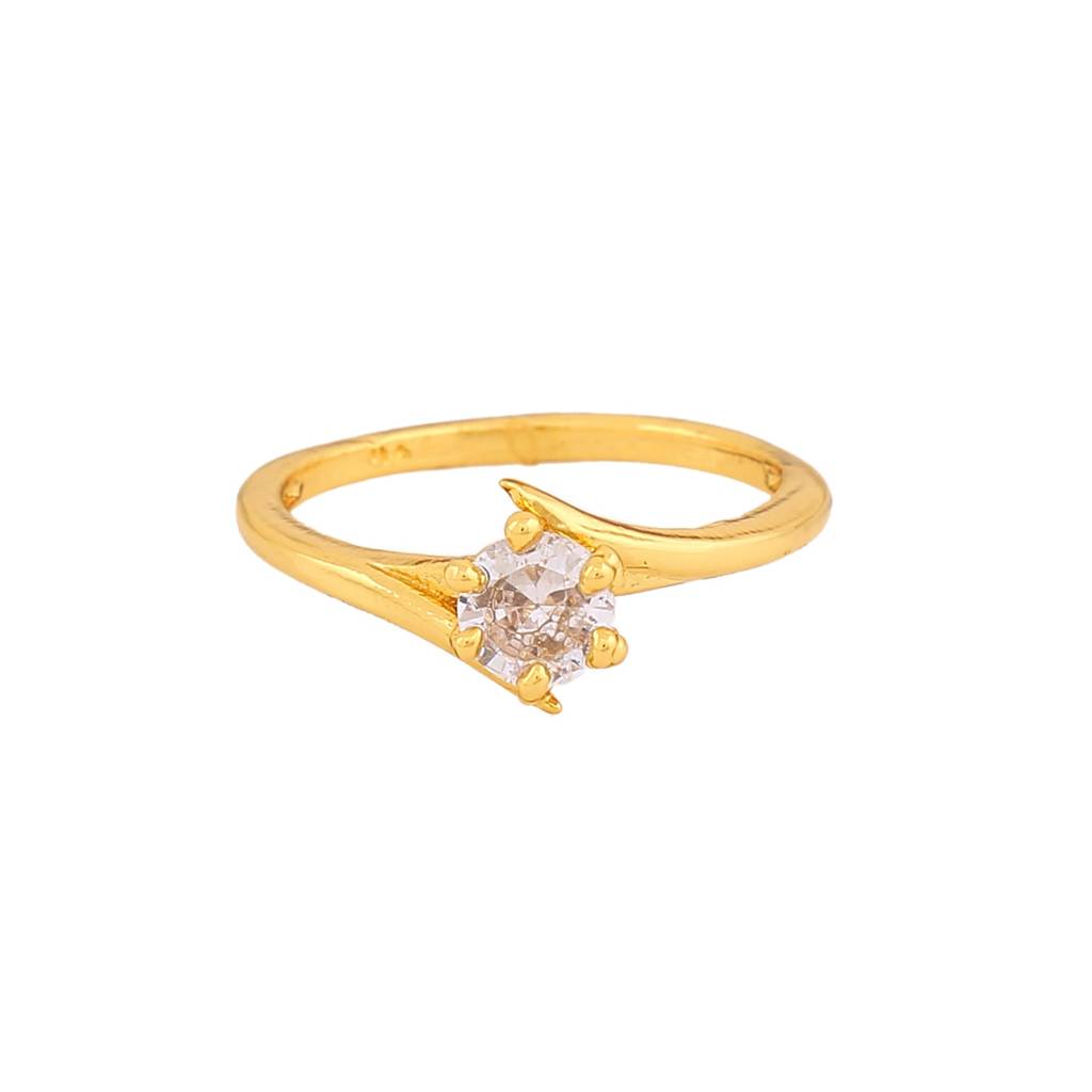 Estele Gold Plated Cz Solitaire Finger Ring For Women : AD-075RING