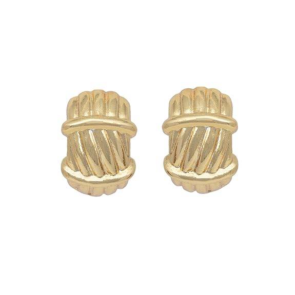 Gold Finish Textured Stud Earrings For Women & Girls | Everyday Wear : 5010123-IGER