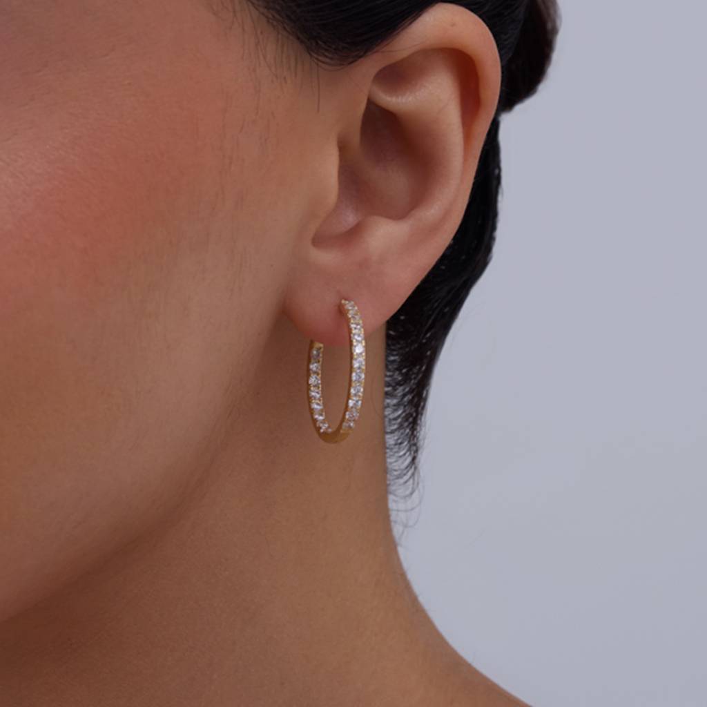 Kushal'S Fashion Jewellery White Gold-Plated Party 92.5 Sterling Silver Hoops & Huggies-432246 : 432246