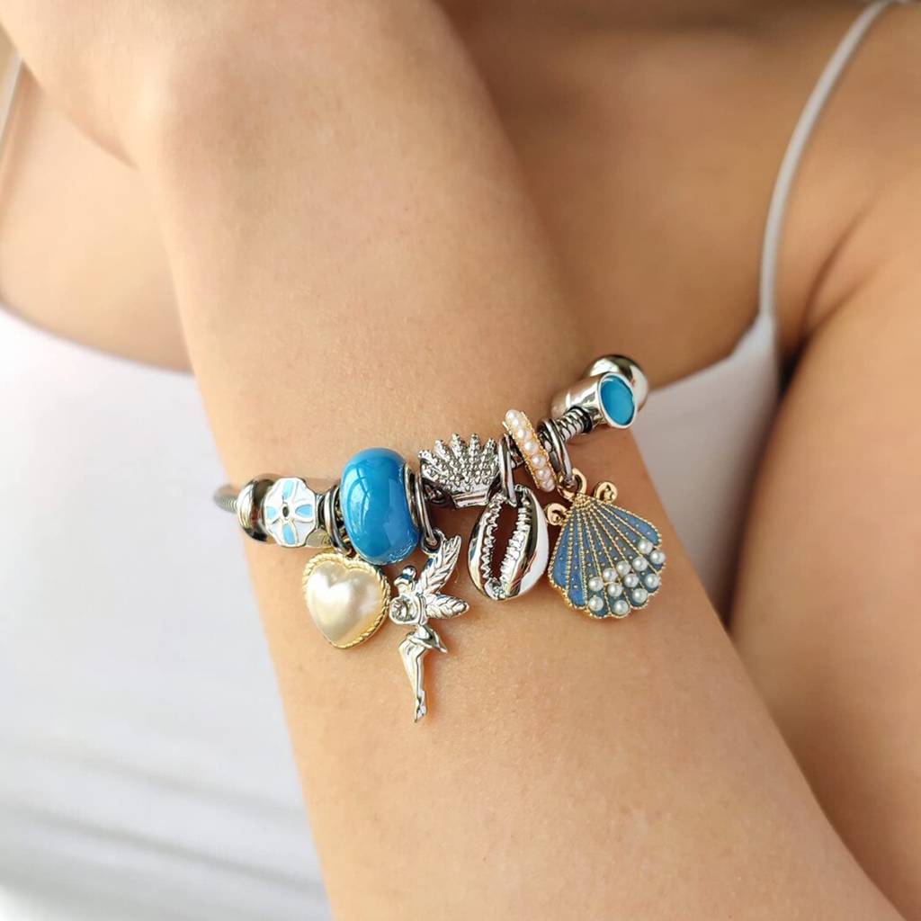 Synthetic Stone Studded Silver Plated Charm Bracelet Fashion Adjustable Stylish Jewellery Gift For Girls & Women : PX3B48