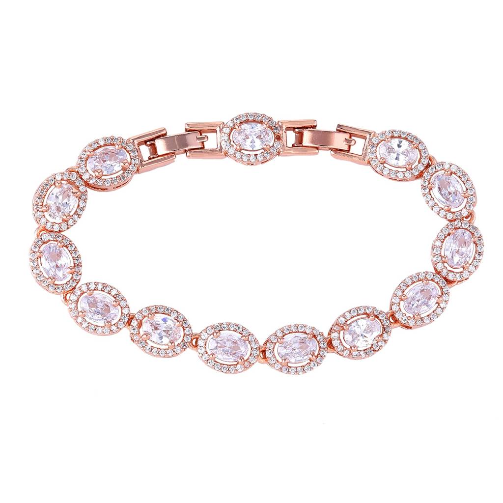 Estele Rosegold Plated Shimmering Charm Bracelet With White American Diamonds: Trendy & Versatile Jewelry For  : AD-065-RGWEBR