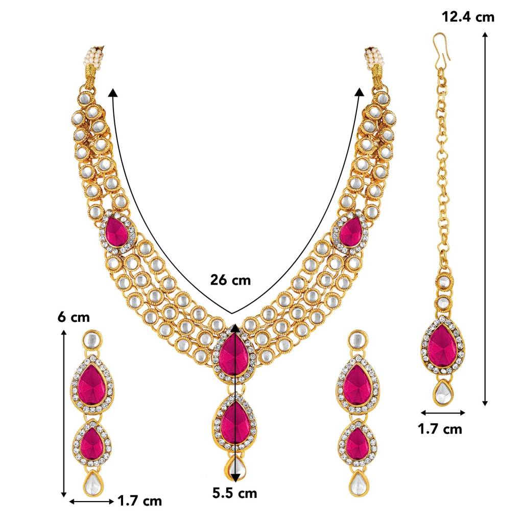 Studded Traditional Kundan Necklace Jewellery Set Gift For Women Girls-Pf37Nij315 : PF37NIJ315RP