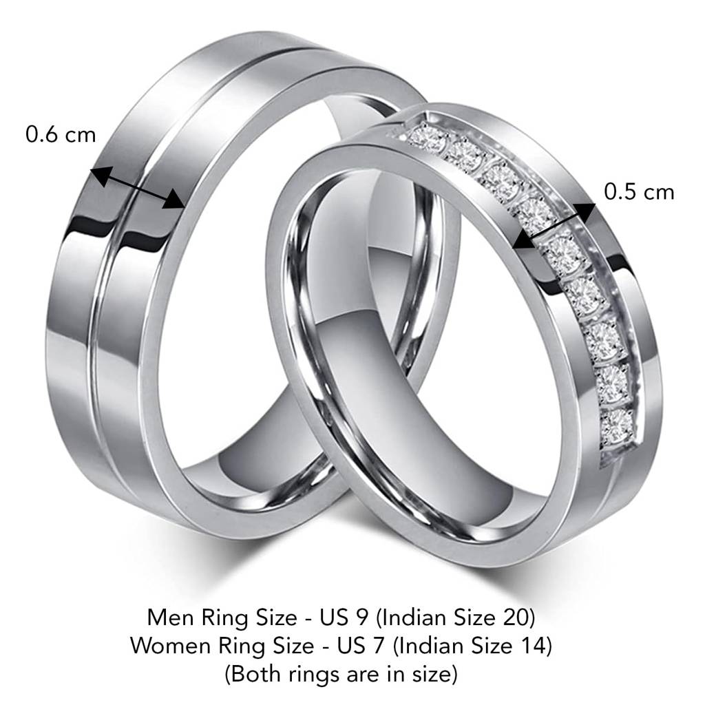 Silver Plated Crystal Promise Wedding Band Set Anniversary Engagement Couple Rings Gift For Lovers : PFCCR46